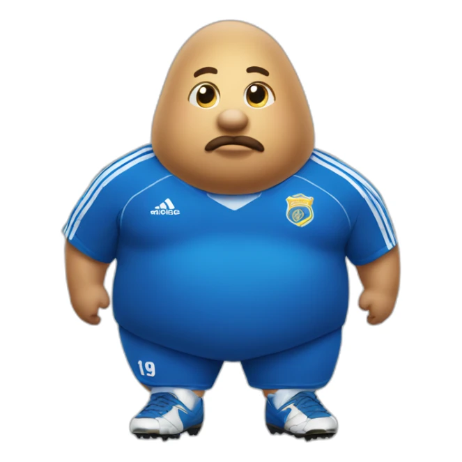 fat potato wearing a blue soccer shirt sticker