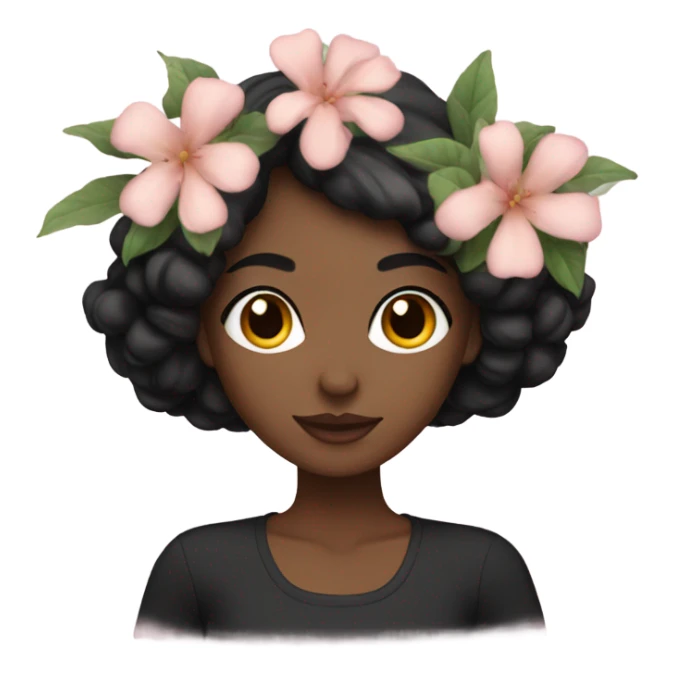 White skin Black haired woman with flowers sticker