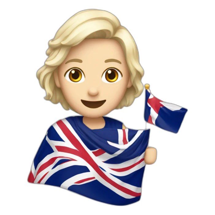 una persona con la bandera inglesa en el oido sticker