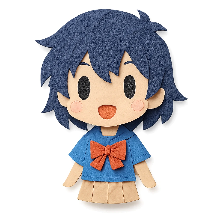 paper craft style anime character sticker