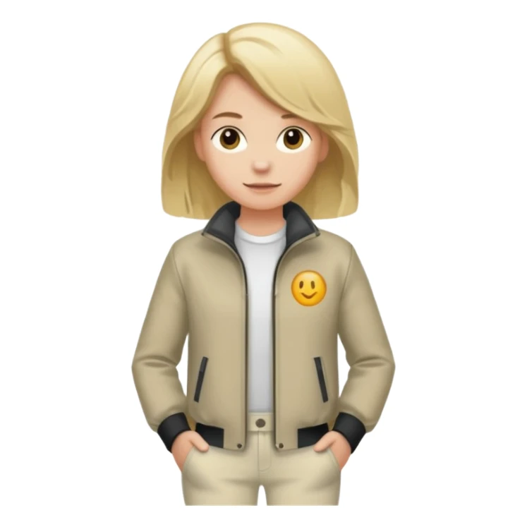 bitte mach mir ein typen der blond ist mit in einer 6pm jacke und eine weißen hose sticker