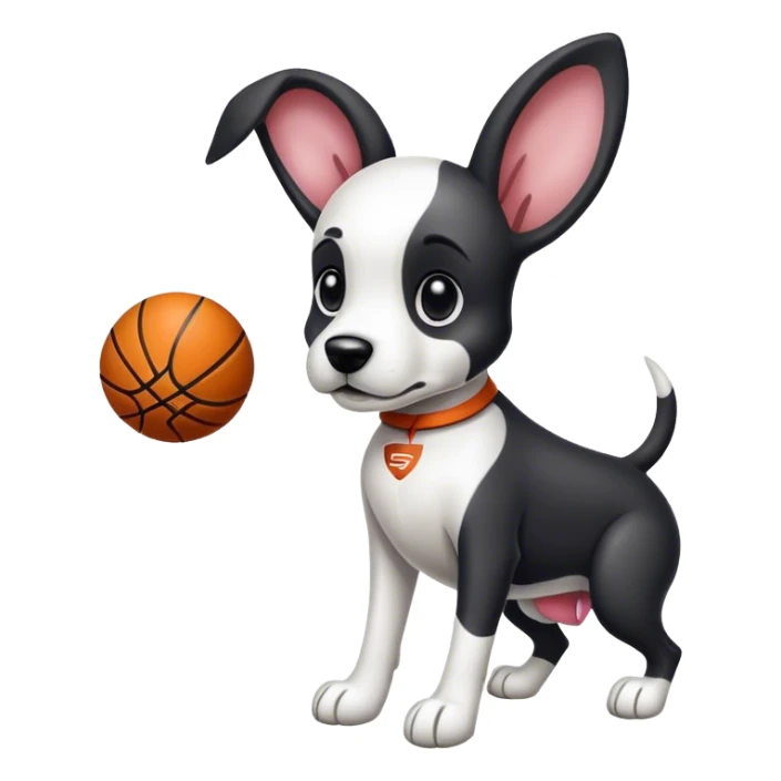 Basketball playing dog with long ears, that’s black and white sticker