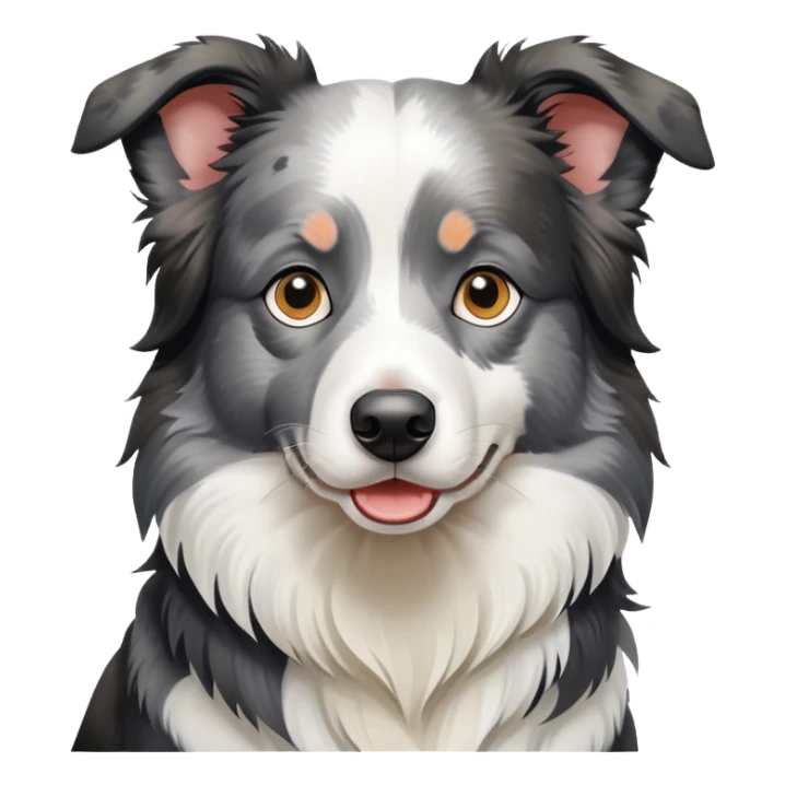 A sitting Border Collie with gray and white spots on its body sticker