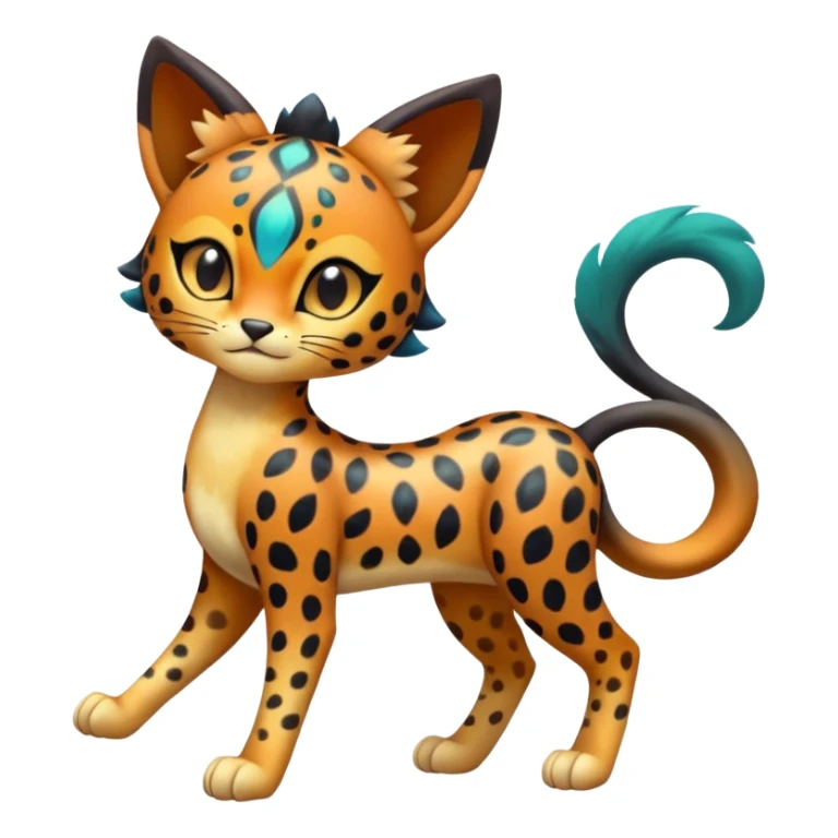 Colorful exotic esoteric patterned Gradients-colored realistic elegant lanky feminine cute pretty  Liepard-Litten-Meloetta-Sprigatito-Pokémon-fusion-creature (full body) sticker