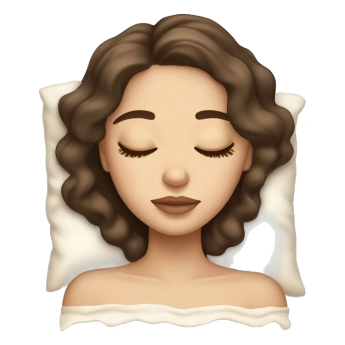 pretty light skinned brunette girl sleeping with cream under her closed eyes soft textures sticker