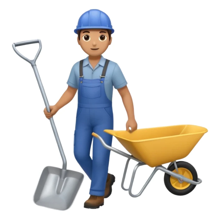 Landscaping company worker, walking with wheelbarrow, full body sticker