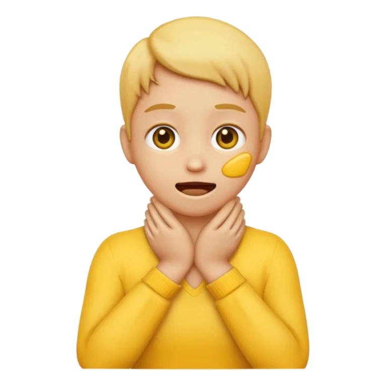 Yellow emoji doing choking emote with hands around neck sticker
