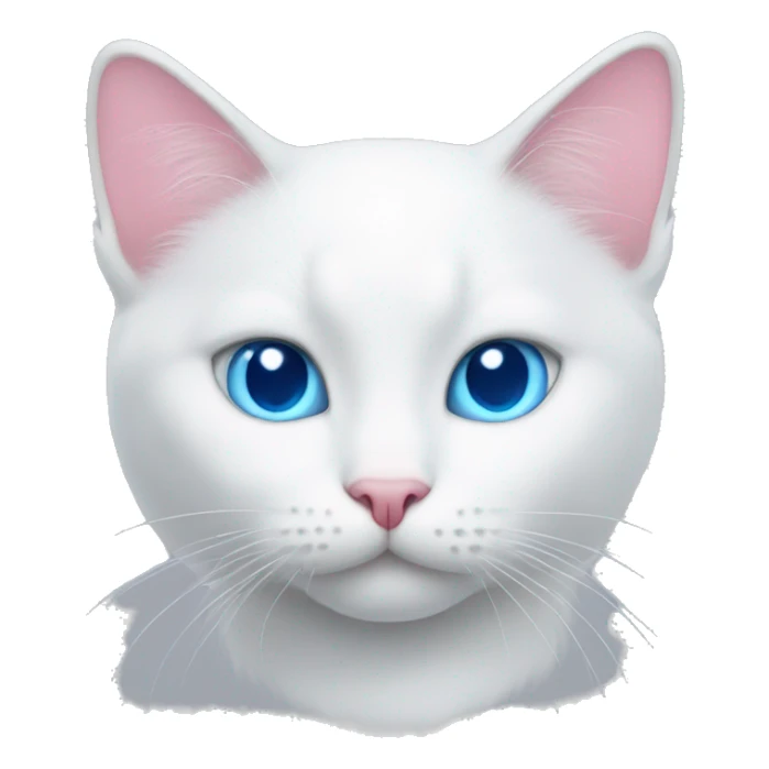 White cat with blue eyes and pink nose sticker
