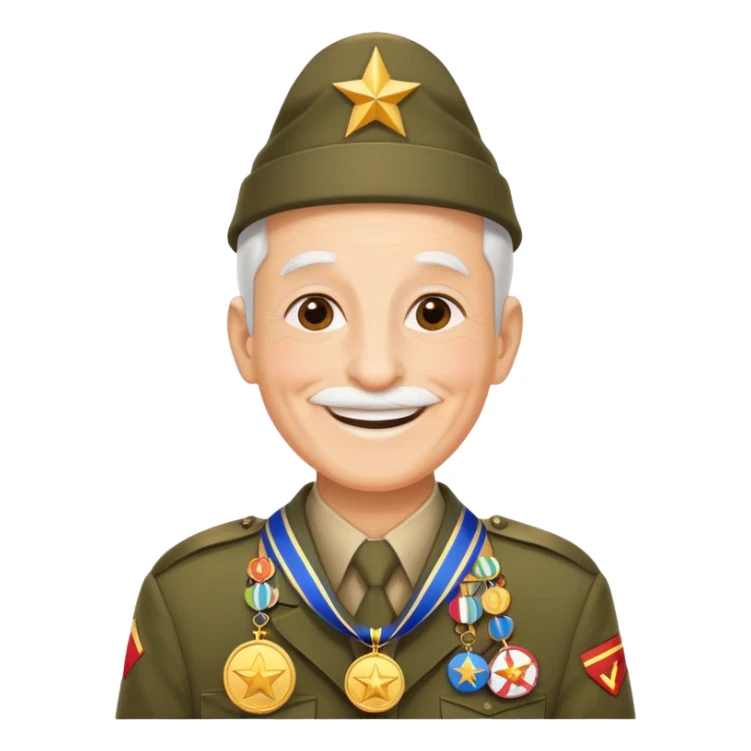Veteran with medals, smiling, festive atmosphere May 9 sticker