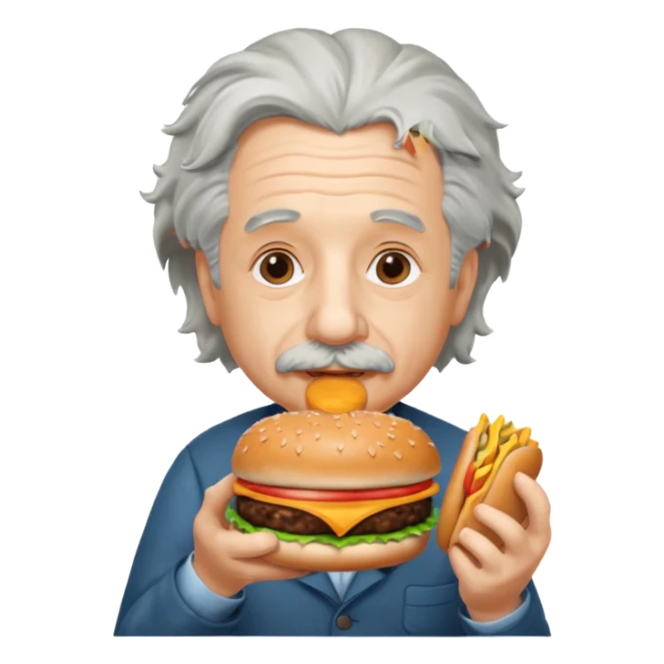 Albert einstein eating a burger sticker