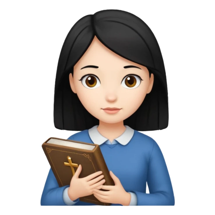 Girl with black hair holding bible  sticker