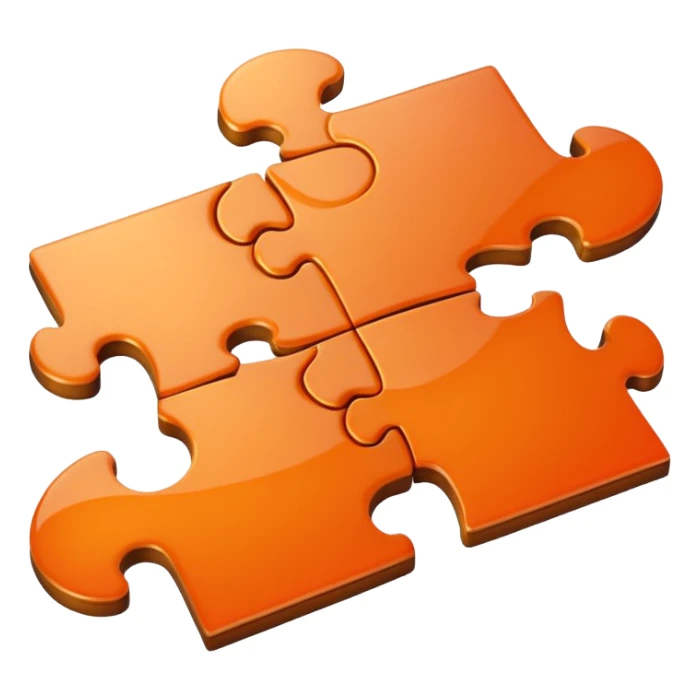 puzzle piece emoji, classic jigsaw shape, orange sticker