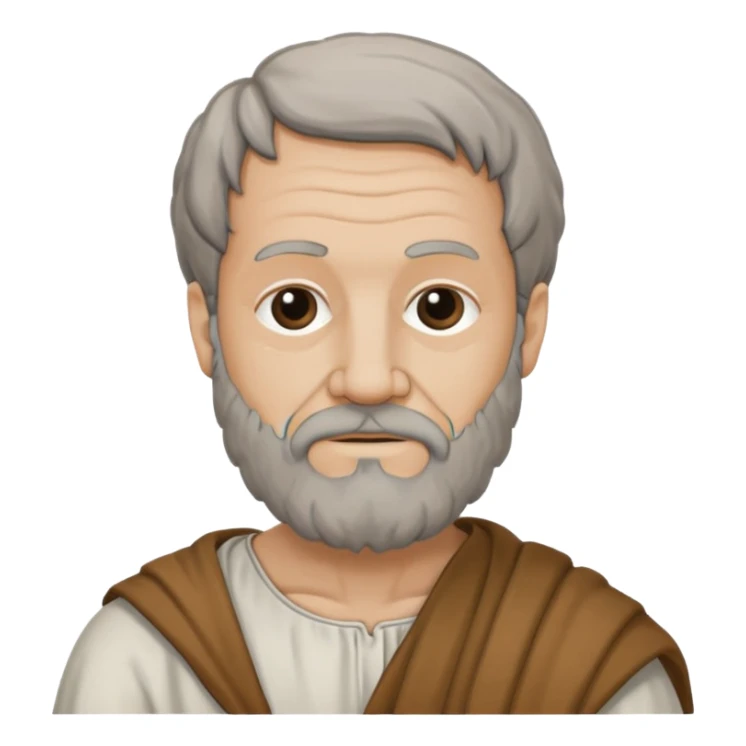 Aristotle as a black outline icon, no fill, hand-drawn look, recognizable philosopher features sticker