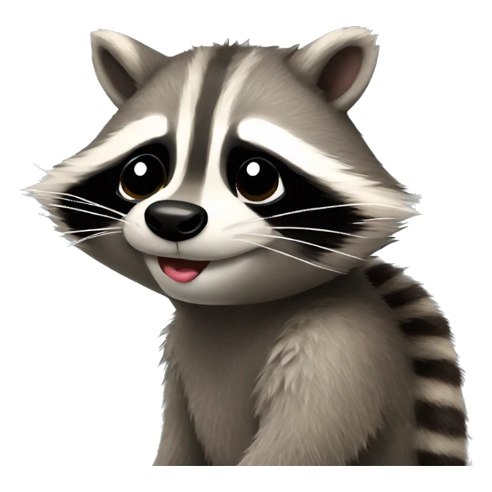 Raccoon making a kissy face with a small heart coming from their cheek sticker