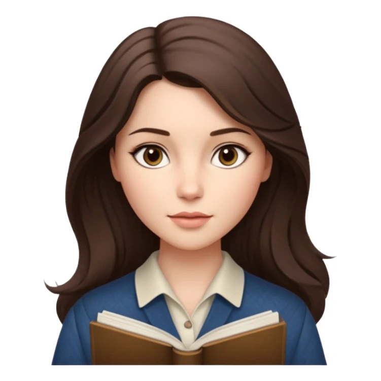 Cinematic Realistic Journal Portrait, depicted with lifelike skin texture, subtle rosy undertones, and soft natural lighting that enhances the gentle contours of her face. Her intricately detailed brunette hair is elegantly styled , sticker