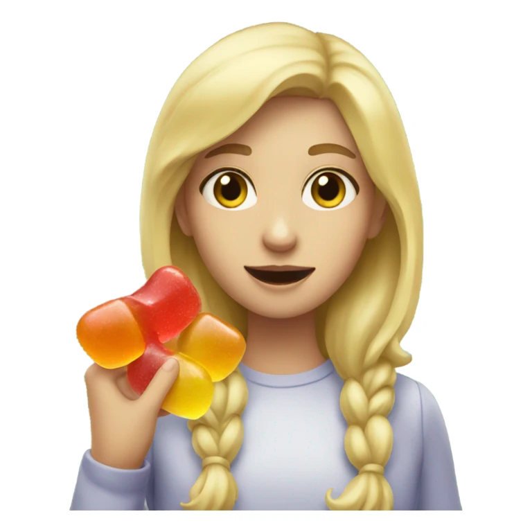 Blonde girl, eating Gummies sticker