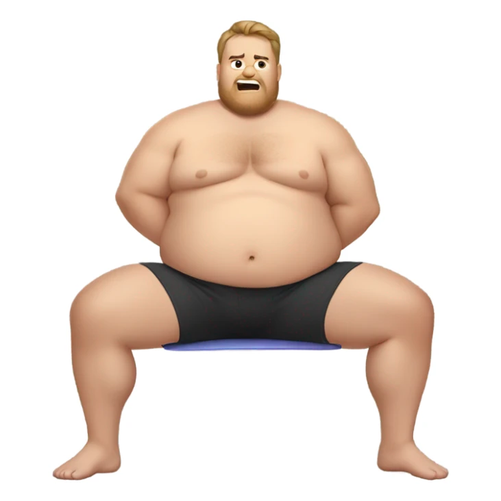 side view of fat white guy shirtless doing sit-ups sticker