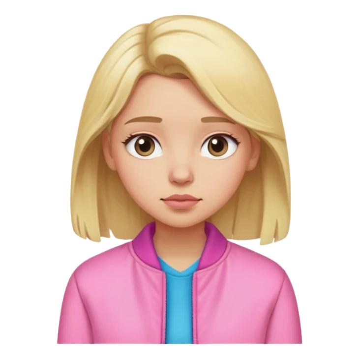blonde girl with sleepy eyes wearing pink jacket sticker