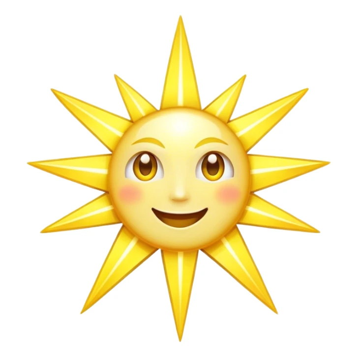 Radiant Star (Happy) – A star-shaped face with multiple "rays" extending outward. The face will radiate light, with blinking eyes and a wide smile, adding an extra shimmer to each "ray" as if it’s glowing. sticker