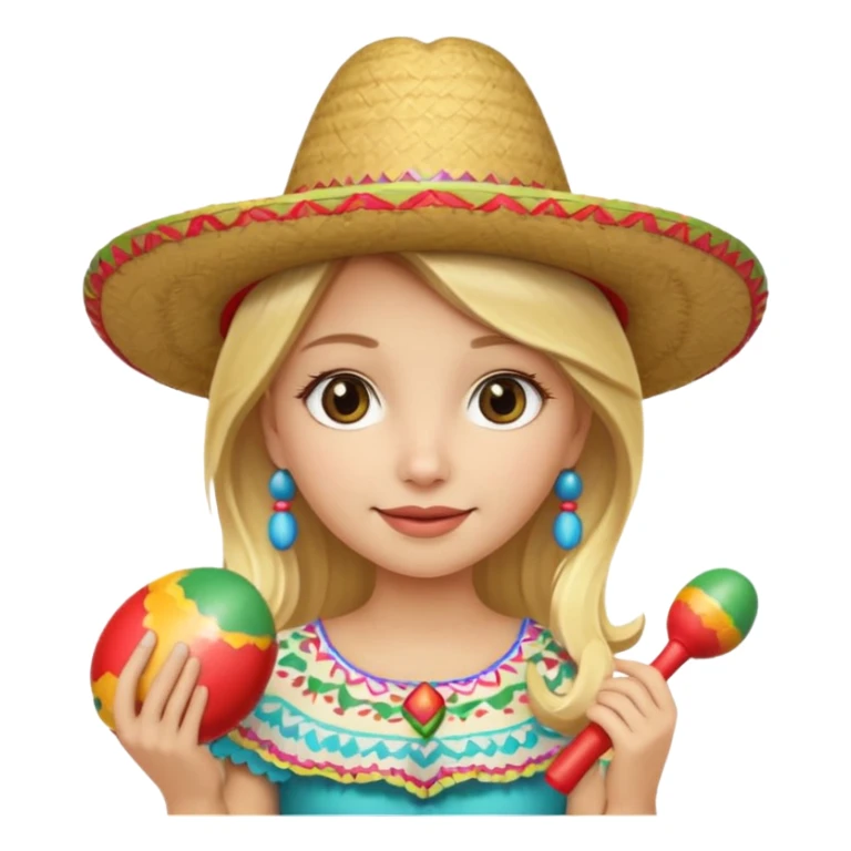 blonde girl in sombrero with maracas sticker