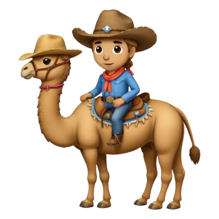A full body camel with a cowboy hat and without the person on him sticker