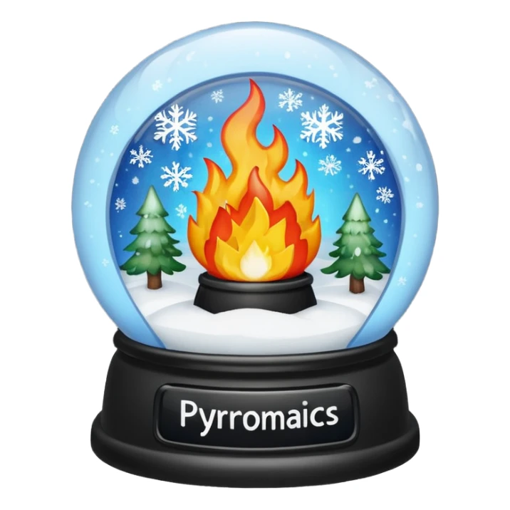 Can you make snow globes  cooperative with fire and have the text pyromaniacs  sticker