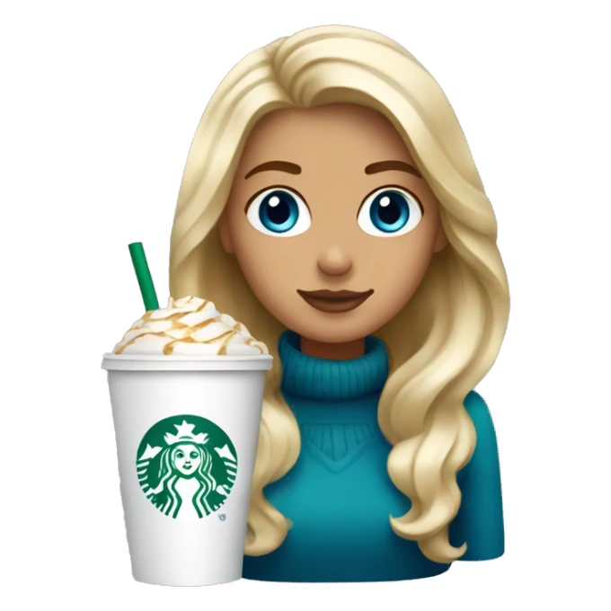 Starbucks cup drink with blonde girl blue eyes  sticker