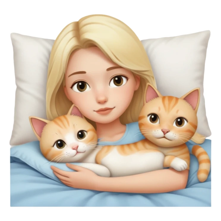 Fair skin blonde girl in bed with a cat aesthetic sticker