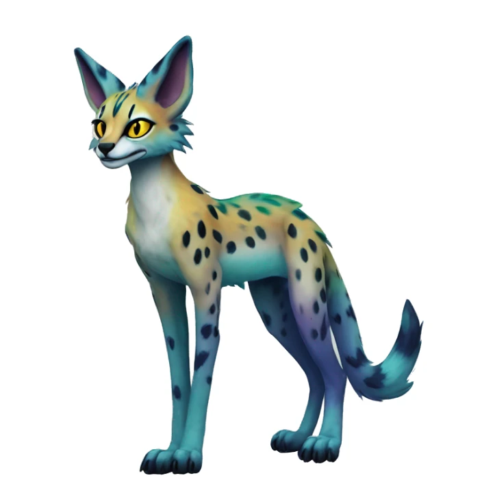 Epic Edgy Colorful ethereal eldritch Sergal-Serval-Vernid full body sticker