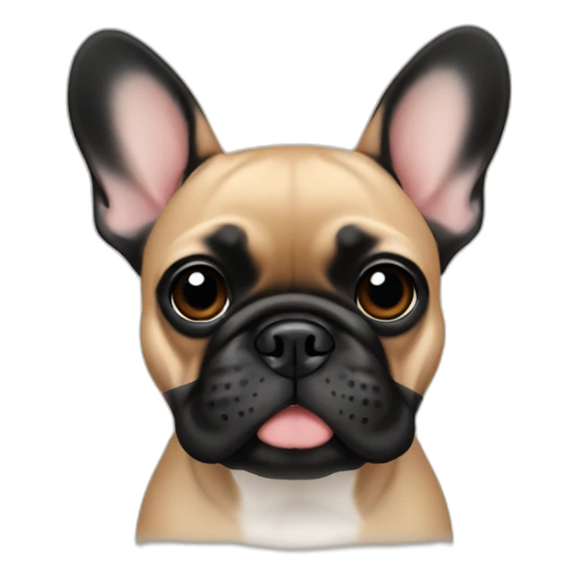 Tan French bulldog with black face sticker