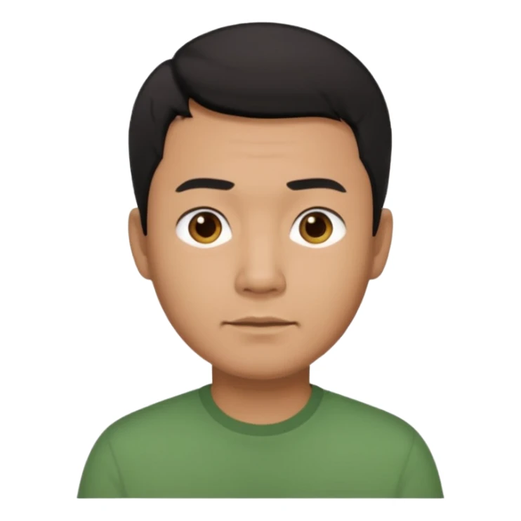 asian father man black short hair green shirt sticker