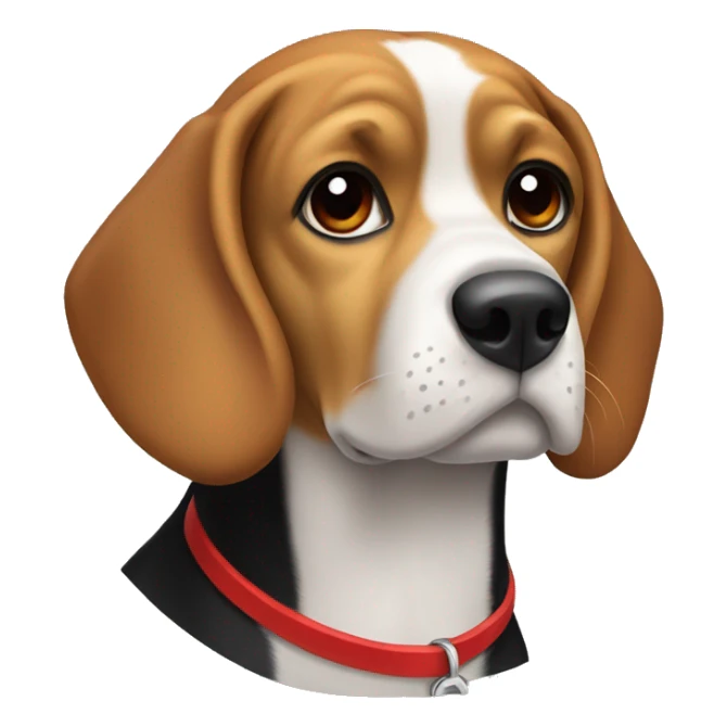 Black and tan beagle with a red collar  sticker