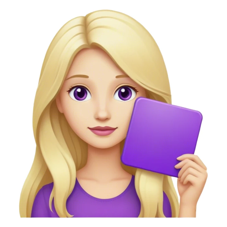 Long hai blonde lady with a purple sign  sticker