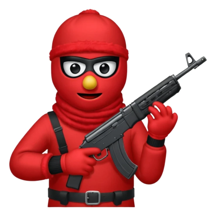 elmo with an AK47 and anbalaclava sticker
