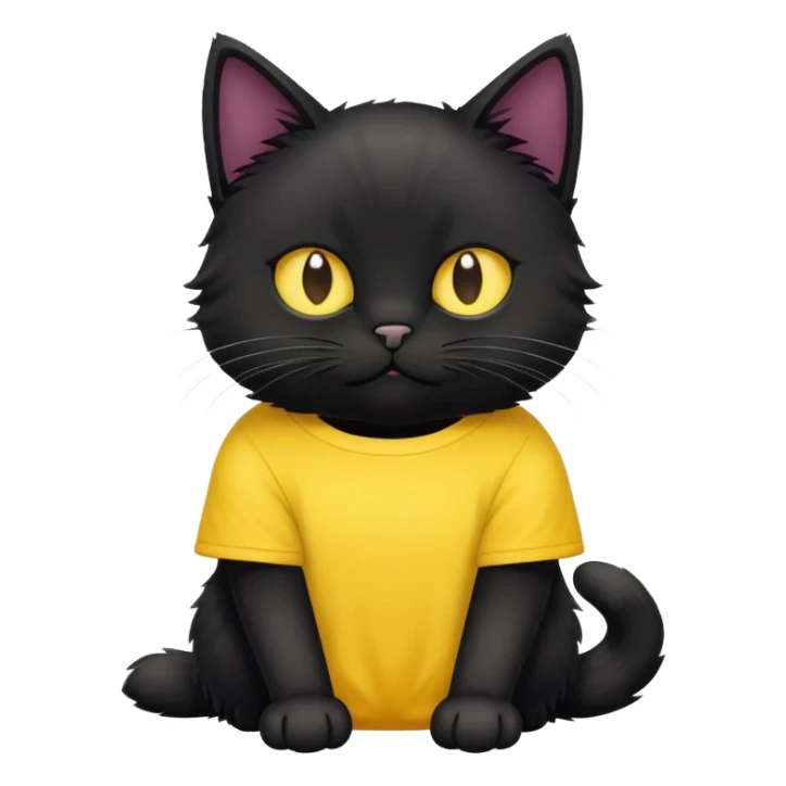 Black cat in yellow t-shirt  sticker