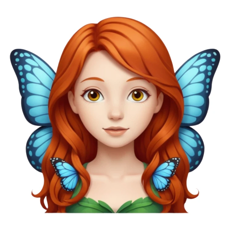 Redhead girl with butterfly wings sticker