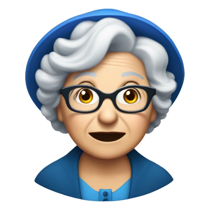 smart granny witch with glasses and blue hat directing orchestra sticker