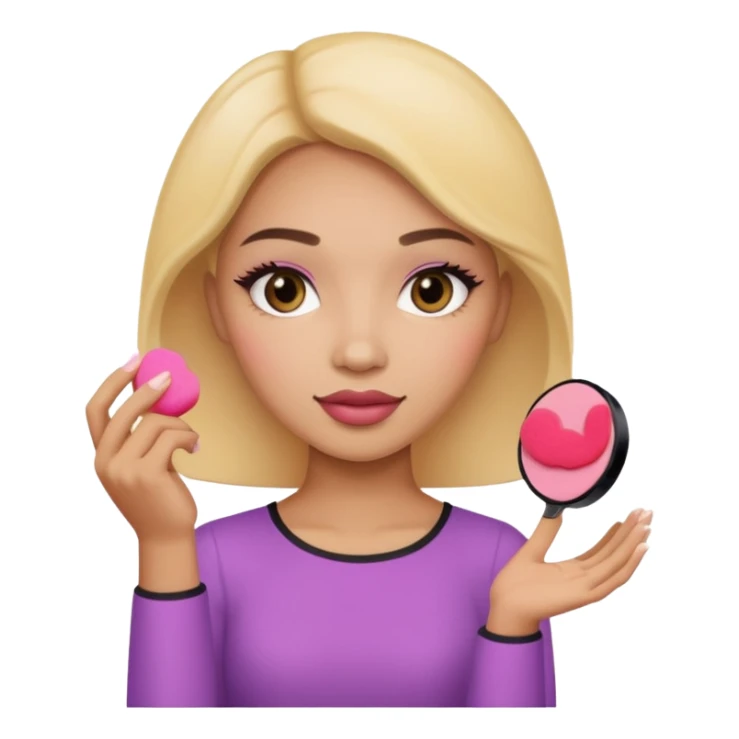 Light skin female holding makeup blush sponge in left hand  sticker