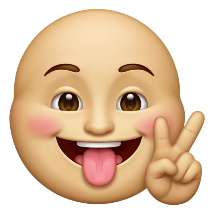 Emoji with his tongue out and doing the peace sign  sticker