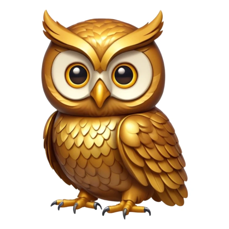golden owl with shiny feathers. He sits up straight sticker