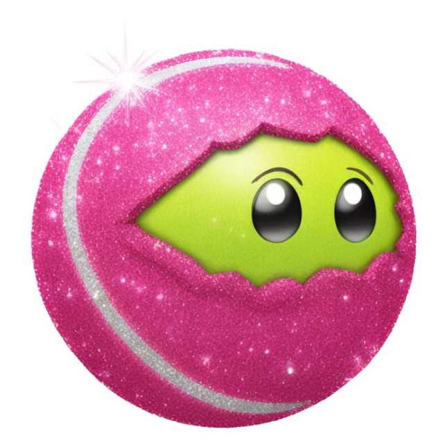 Pink tennis ball with glitter  sticker
