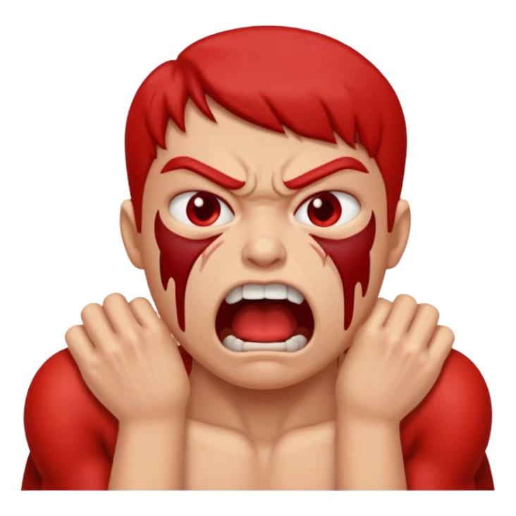 Person choking themselves with angry look an themselves sticker