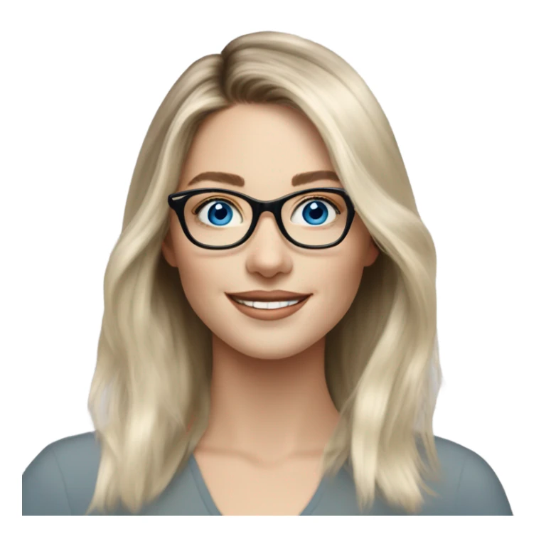 Shoulder length Balayage pale model lady with glasses and blue eyes happy  sticker