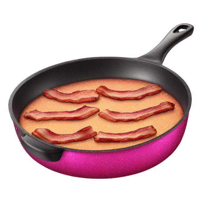  bacon cooking on a hot pink large pain with glitter  sticker
