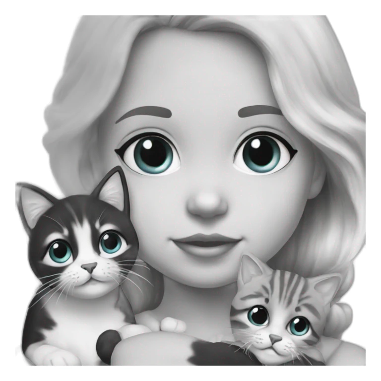 Baby girl with 2 cats black and white sticker