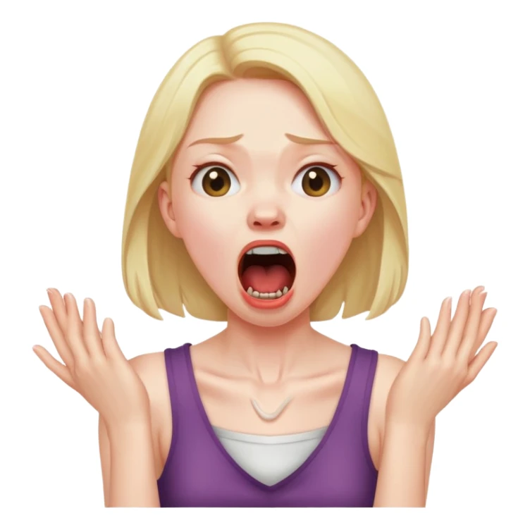 Hands around neck choking yelling mouth open crashing out girl sticker