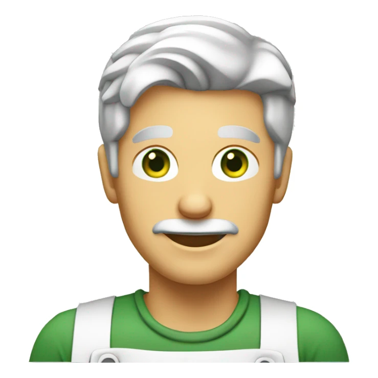 blonde gray-haired man cook with green eyes making burger sticker
