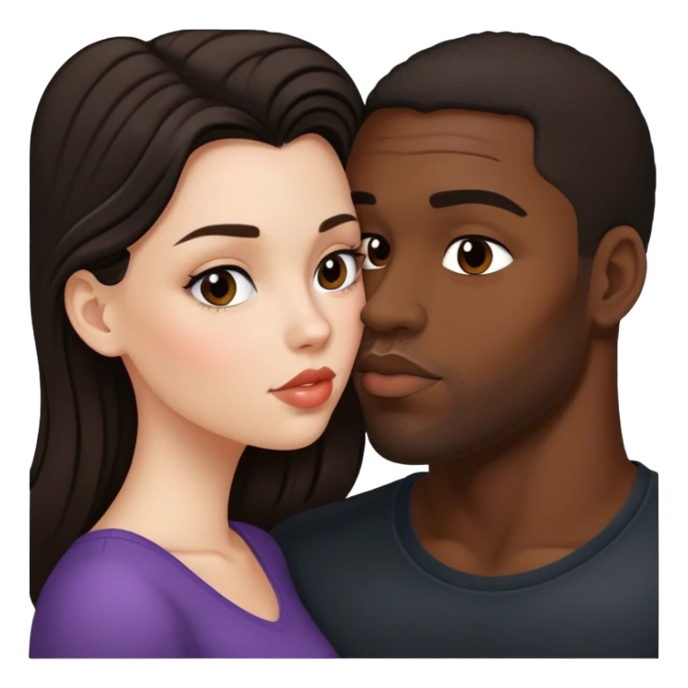 White girl dark hair kissing black man sticker
