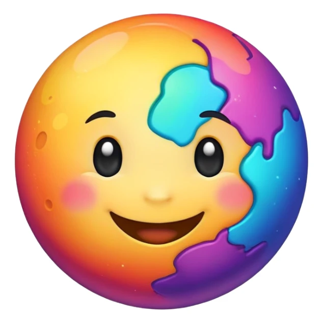 colorful planet with cute smiling face, happy expression sticker