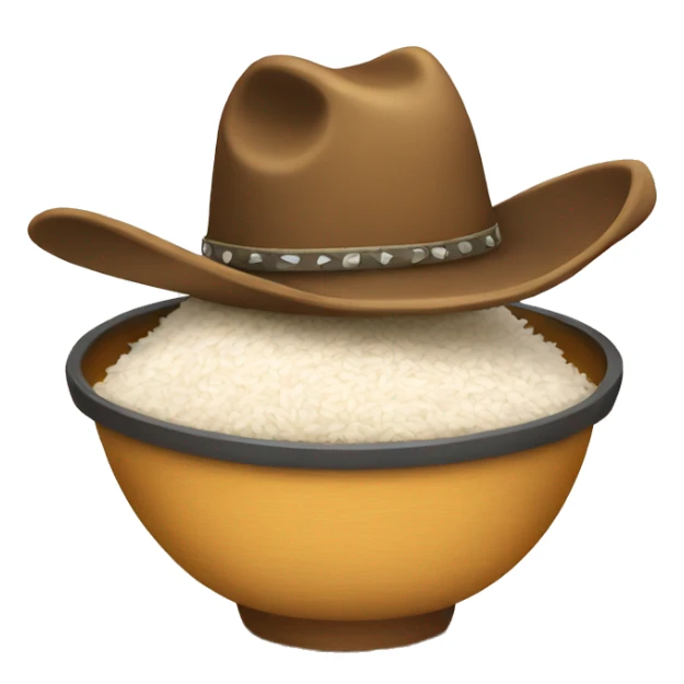 bowl of rice with cowboy hat sticker